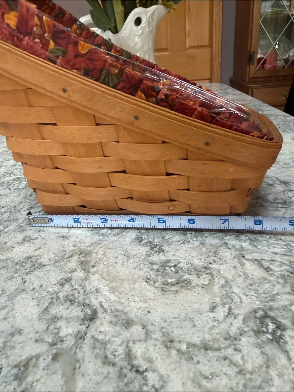 Longaberger Vegetable Basket with Fall Floral Liner and plastic protector